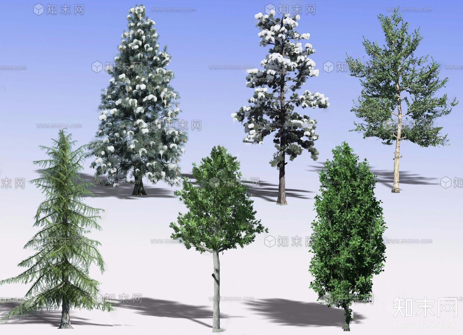 现代景观树雪树高树彬树3D模型下载【ID:333256622】