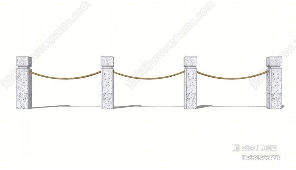 现代绳索栏杆SU模型下载【ID:333622773】