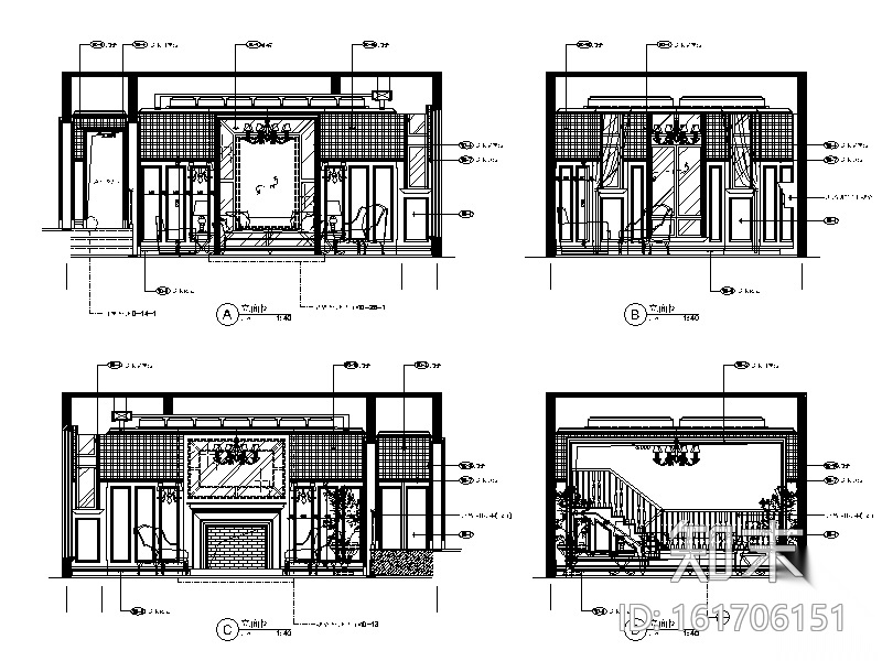 [重庆]英伦风格别墅样板房设计CAD施工图（含效果图）cad施工图下载【ID:161706151】