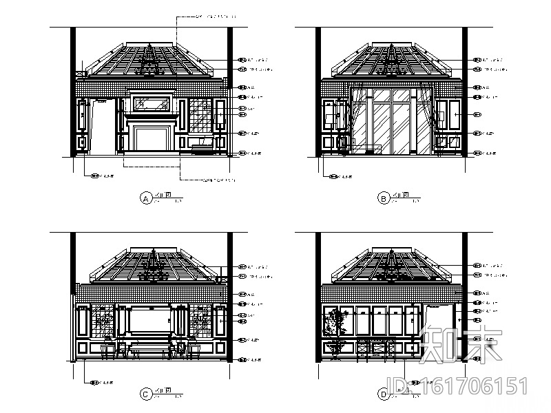 [重庆]英伦风格别墅样板房设计CAD施工图（含效果图）cad施工图下载【ID:161706151】