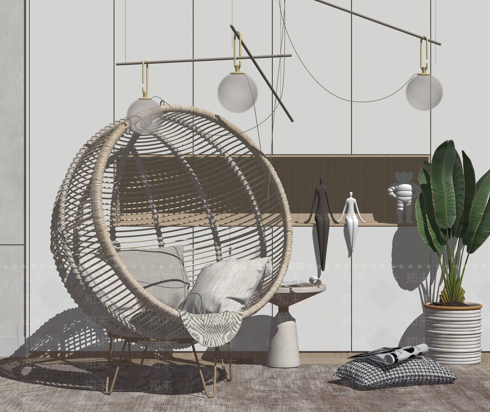 北欧户外藤椅SU模型下载【ID:199698156】