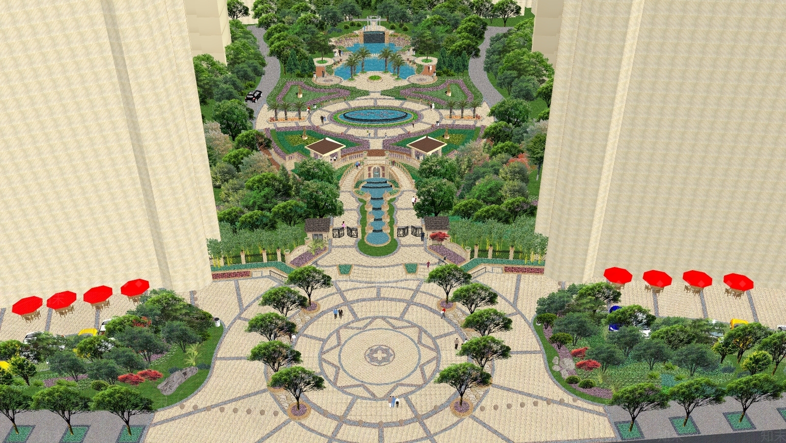 欧式住宅小区景观SU模型下载【ID:174393192】