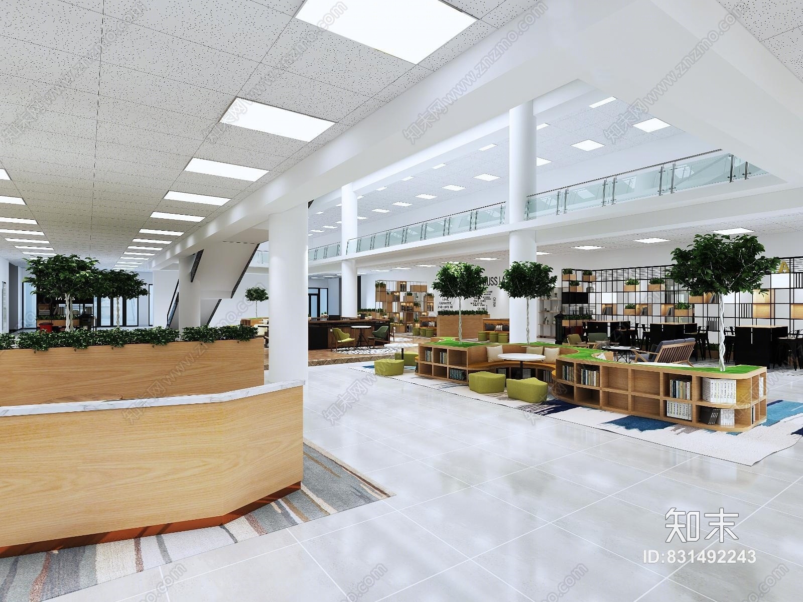 现代北欧校园图书馆3D模型下载【ID:831492243】