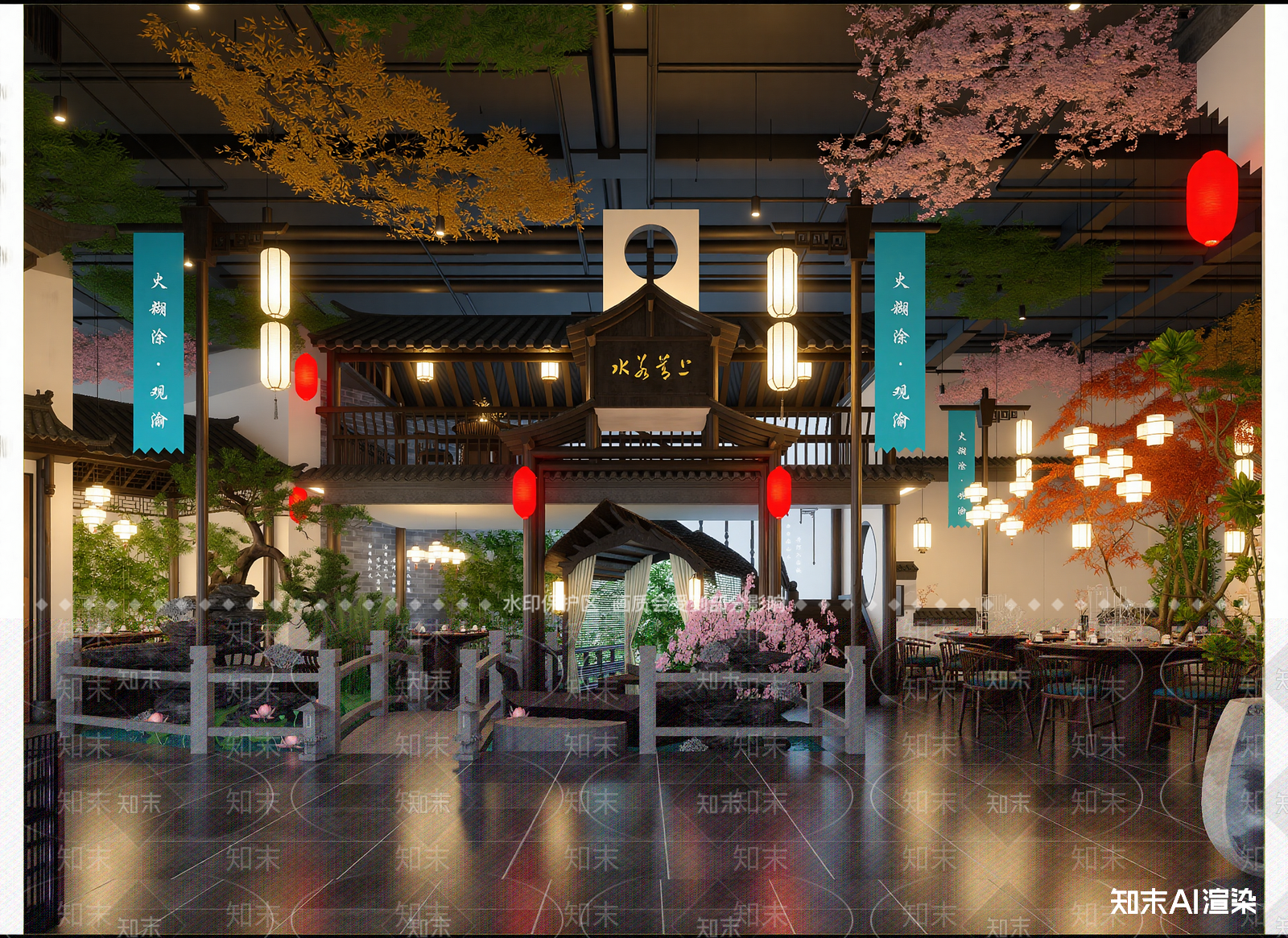 新中式火锅店3D模型下载【ID:1214289198】