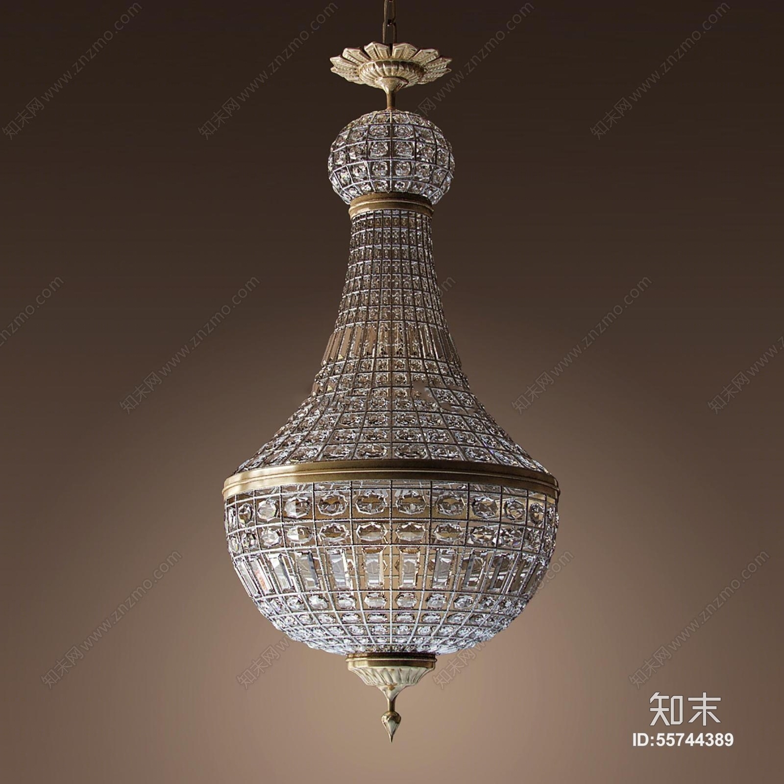 欧式水晶吊灯3D模型下载【ID:55744389】
