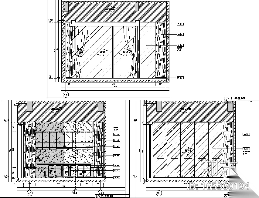 万科御河硅谷别墅样板房A施工图（附效果图、物料表）cad施工图下载【ID:165360194】