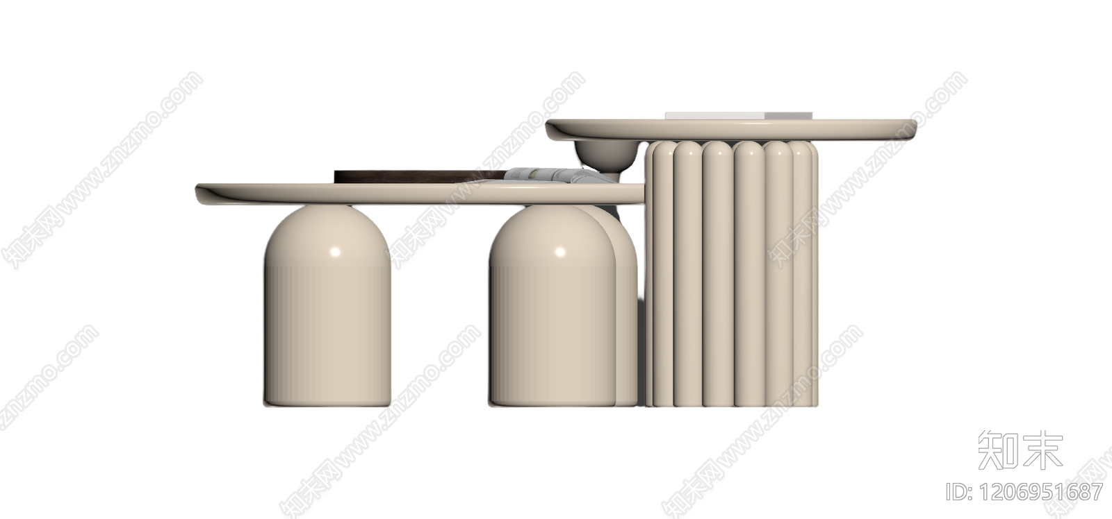 组合茶几与边桌3D模型下载【ID:1206951687】