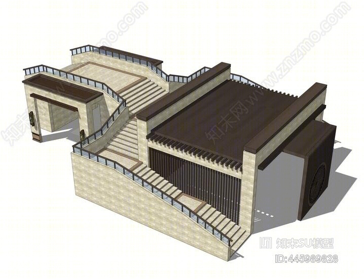 跨路凉亭SU模型下载【ID:445989828】