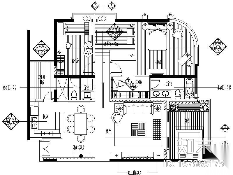 [珠海]新派泰式风格三居装修图施工图下载【ID:167866175】