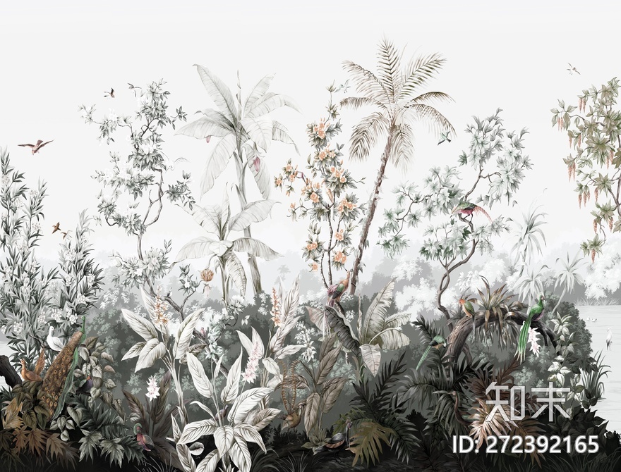 美式背景墙布画贴图下载【ID:272392165】