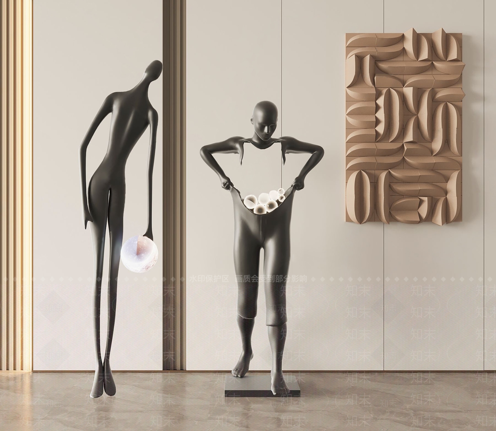 现代金属人物雕塑3D模型下载【ID:1120344243】