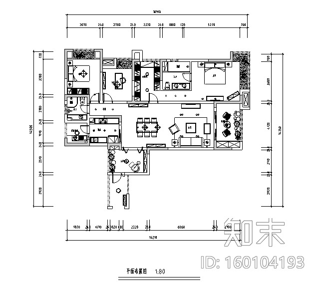 单身男士公寓住宅设计施工图（附效果图）cad施工图下载【ID:160104193】