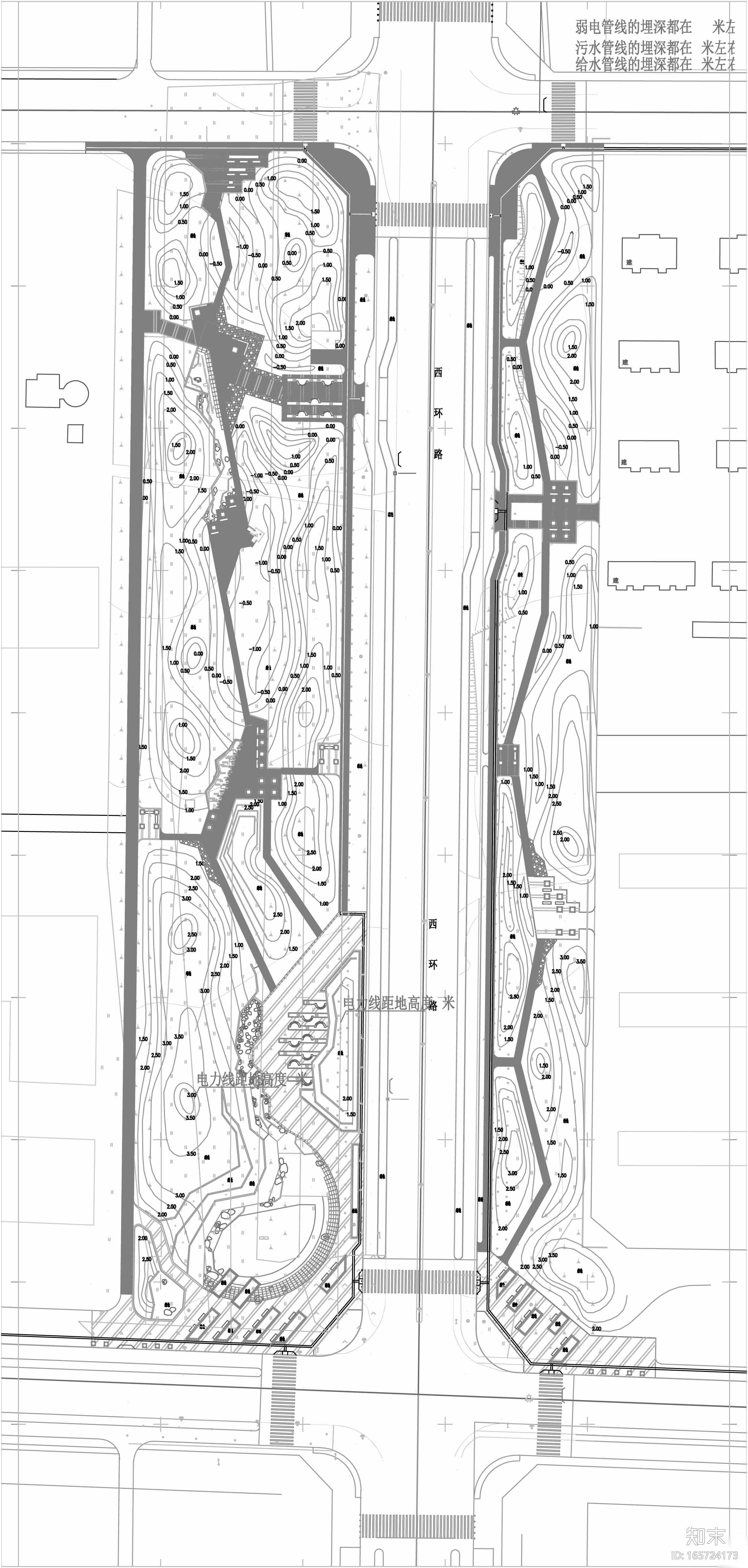 [内蒙古]二连浩特市西环道路景观工程施工图cad施工图下载【ID:165724173】