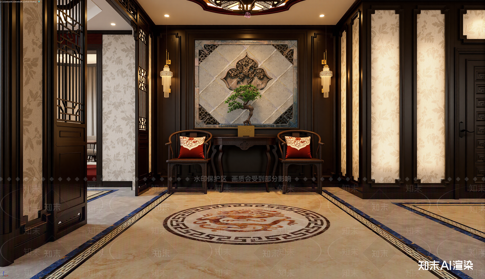 中式玄关3D模型下载【ID:1221639807】