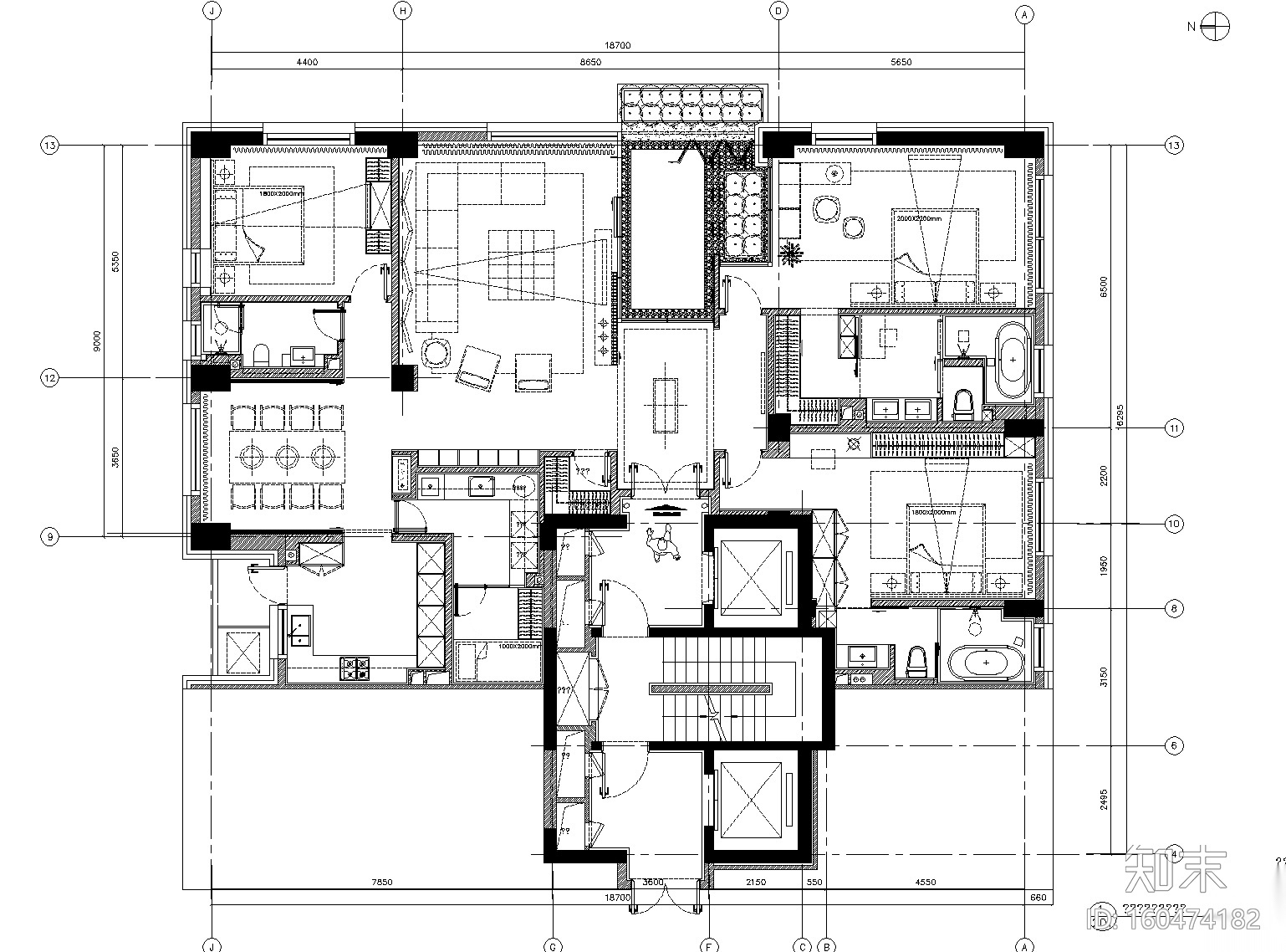 [北京]李玮珉-中赫万柳书院标准层三居室样板房施工图...施工图下载【ID:160474182】