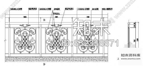 图块/节点铁艺栏杆立面图7cad施工图下载【ID:832318871】