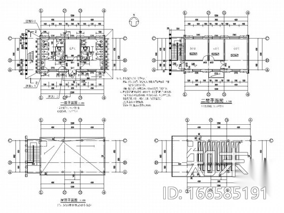 二层砖混结构火车站广场公厕结构施工图（含建筑施工图）cad施工图下载【ID:166585191】