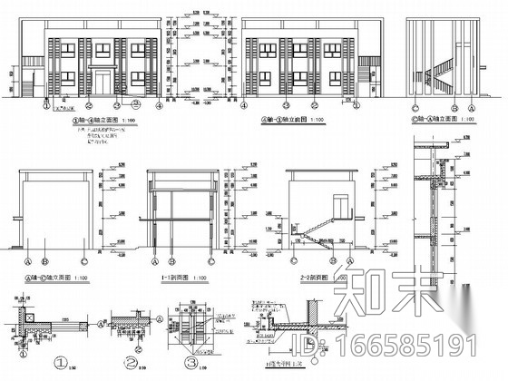 二层砖混结构火车站广场公厕结构施工图（含建筑施工图）cad施工图下载【ID:166585191】