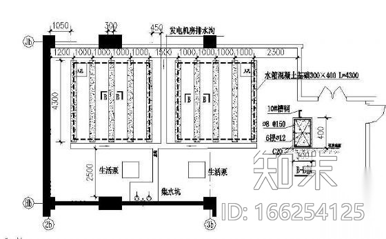 地下室泵房水箱基础详图cad施工图下载【ID:166254125】