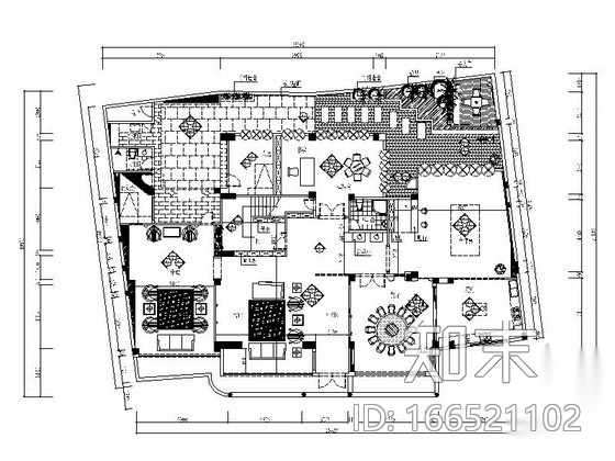 [深圳]四层别墅中欧混搭风格装修图（含效果图）cad施工图下载【ID:166521102】