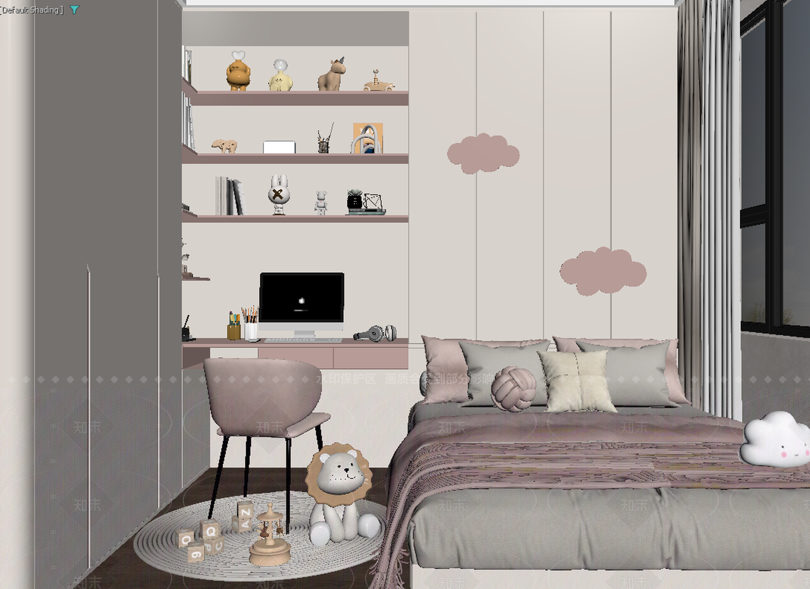现代女孩房3D模型下载【ID:1214942489】