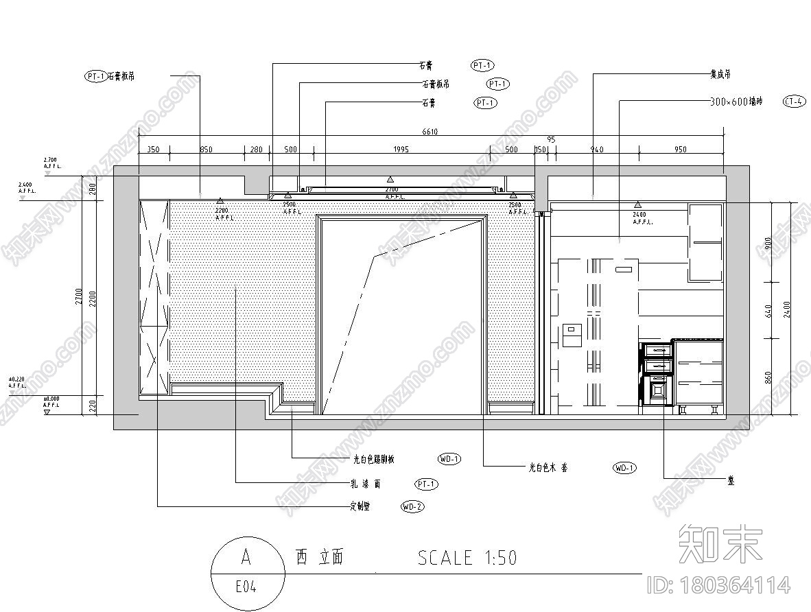 欧美风格4层二居室住宅装修施工图设计cad施工图下载【ID:180364114】