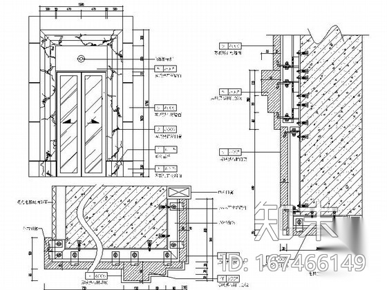 电梯厅门详图施工图下载【ID:167466149】