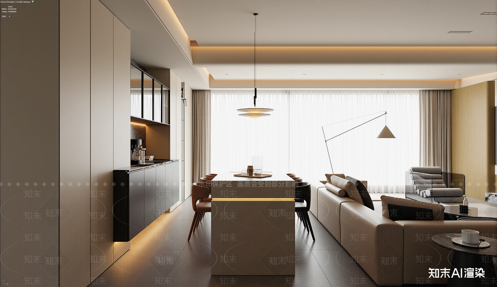 现代客餐厅3D模型下载【ID:1221765850】