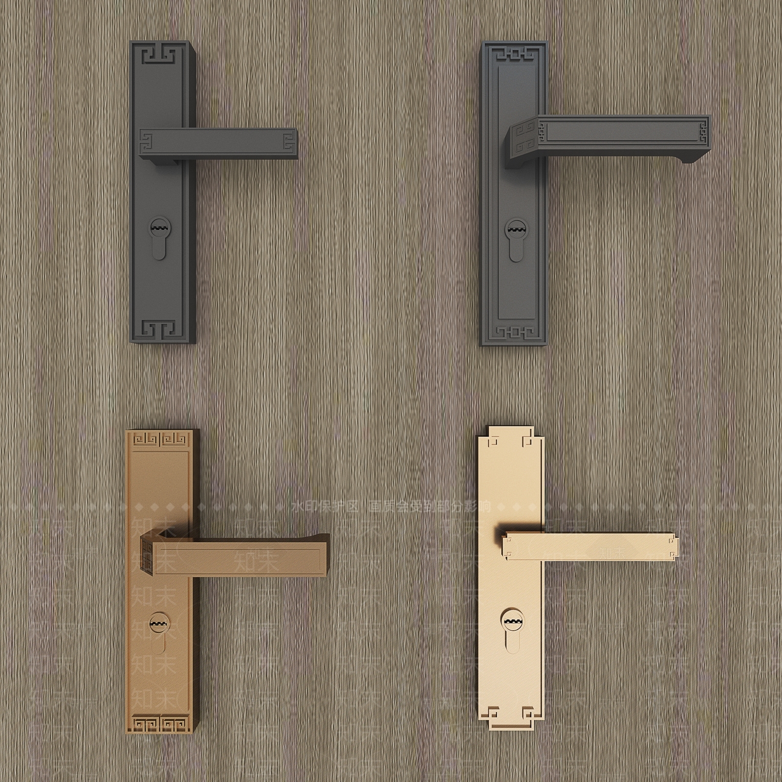 新中式门把手3D模型下载【ID:792536703】