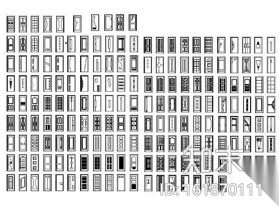 门立面图块集cad施工图下载【ID:161870111】