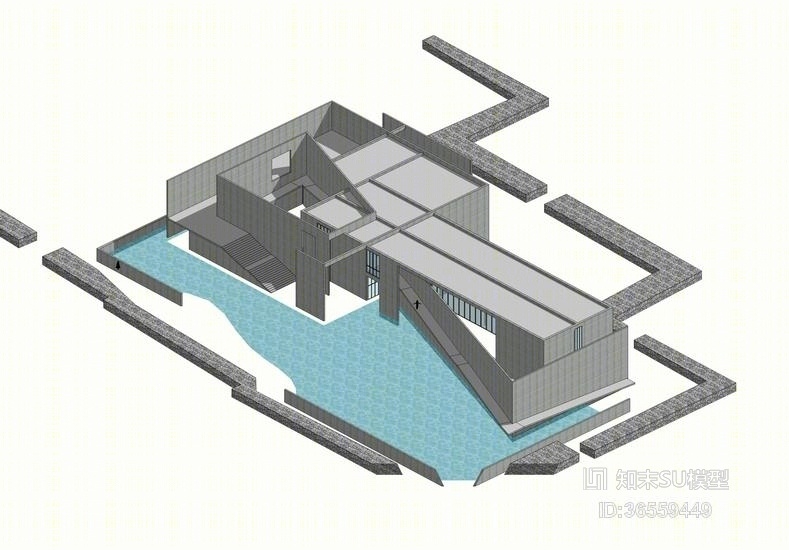 安藤忠雄成羽町美术馆SU模型下载【ID:36559449】