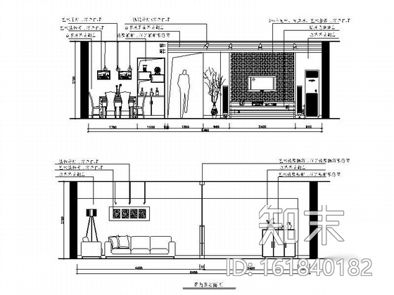 [湖南]现代两居室设计（含效果图）cad施工图下载【ID:161840182】