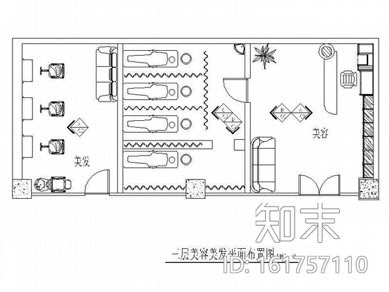 酒店美容美发厅装修图cad施工图下载【ID:161757110】