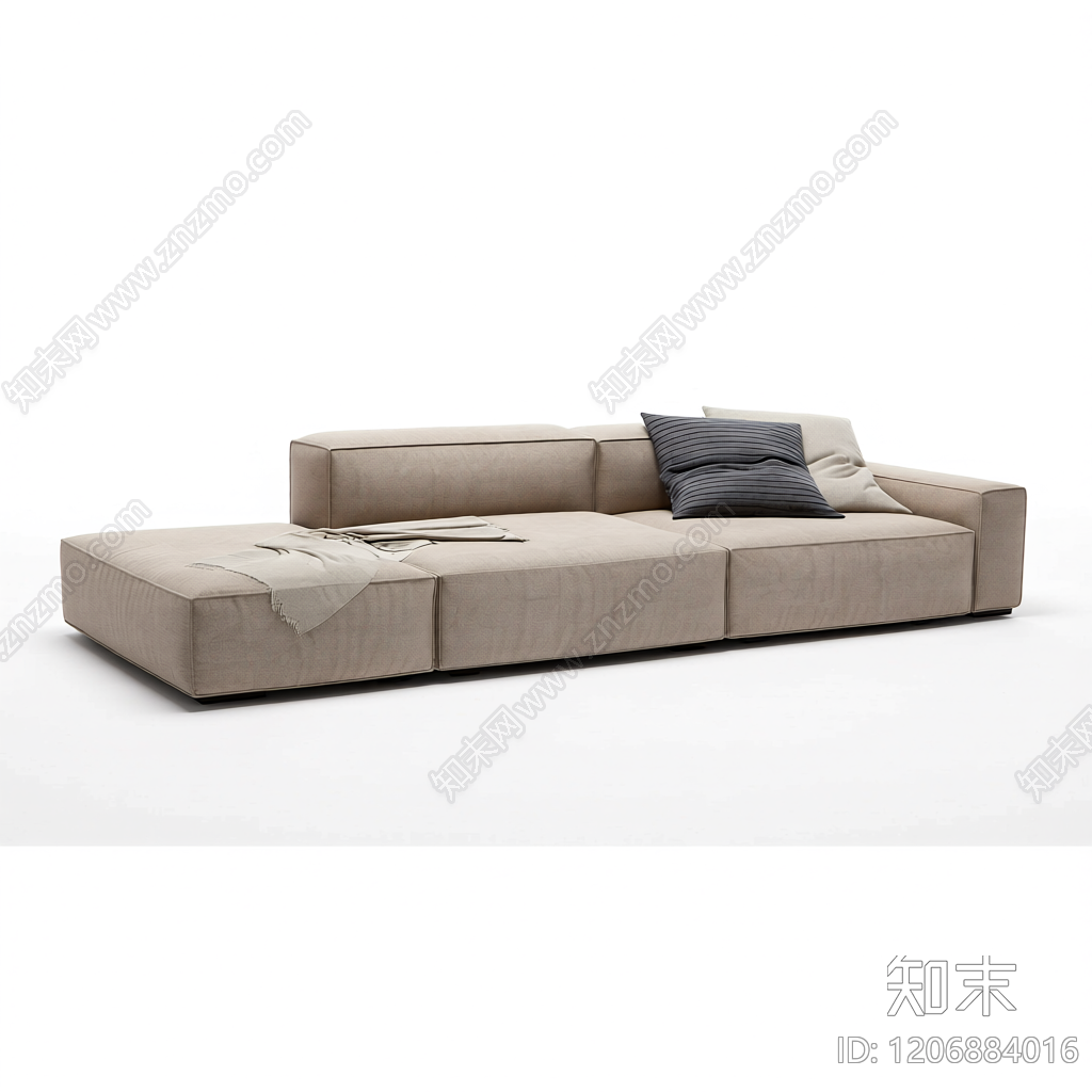 现代模块沙发带抱枕3D模型下载【ID:1206884016】