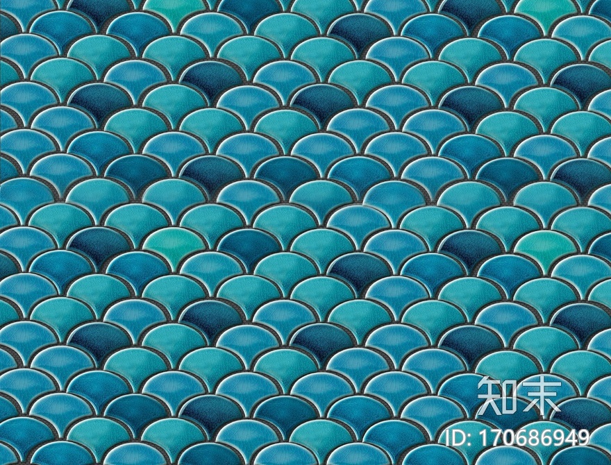 蓝色扇形马赛克鳞片贴图下载【ID:170686949】