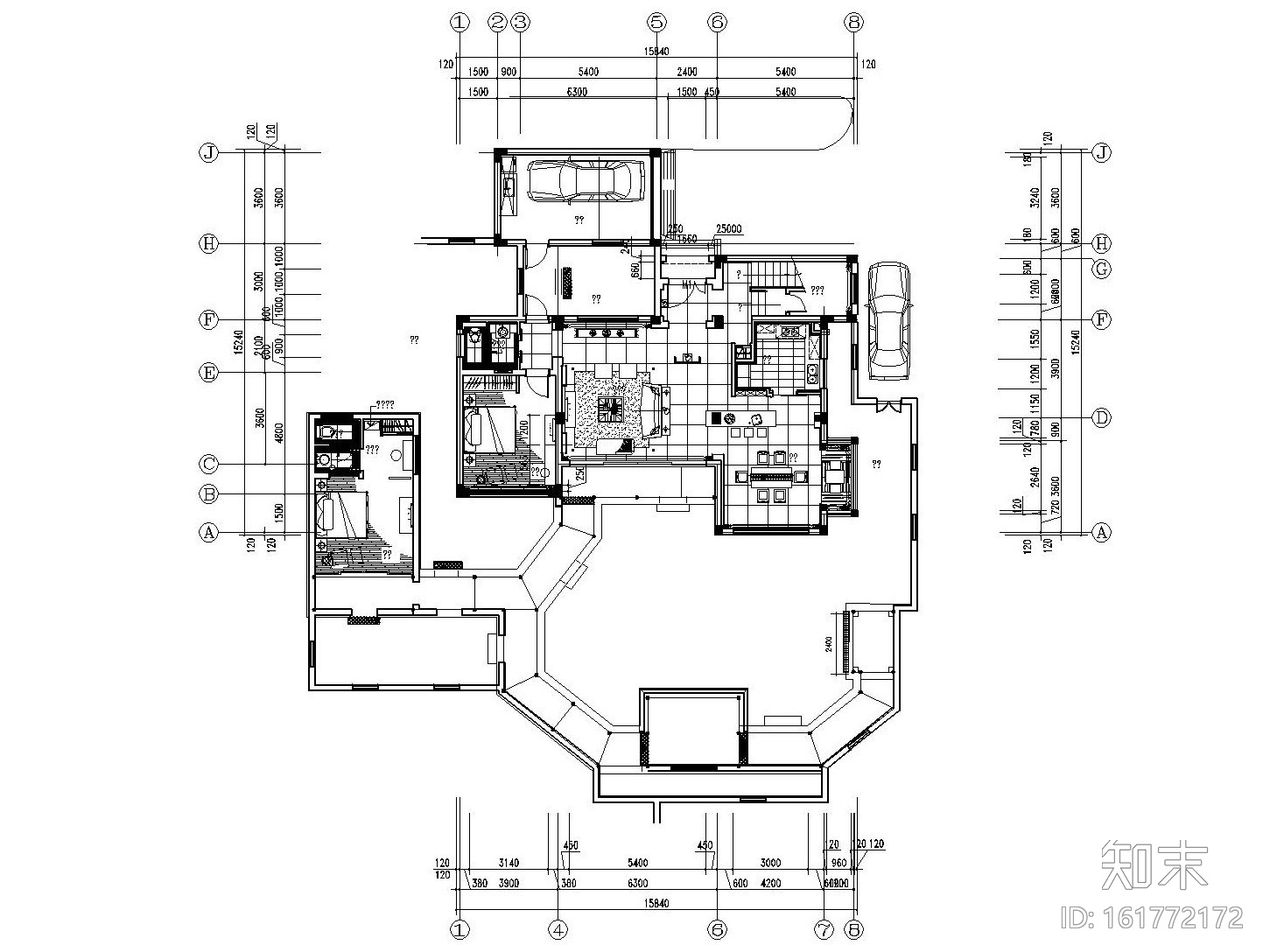 [江苏]新中式风格别墅样板间装修施工图（附效果图）cad施工图下载【ID:161772172】