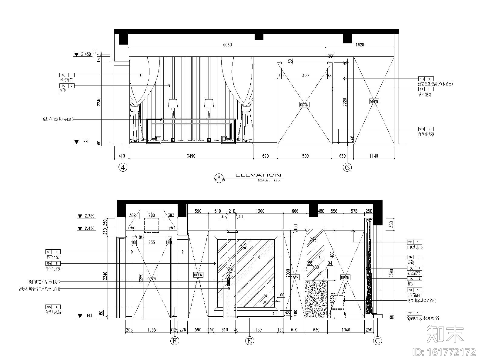 [江苏]新中式风格别墅样板间装修施工图（附效果图）cad施工图下载【ID:161772172】