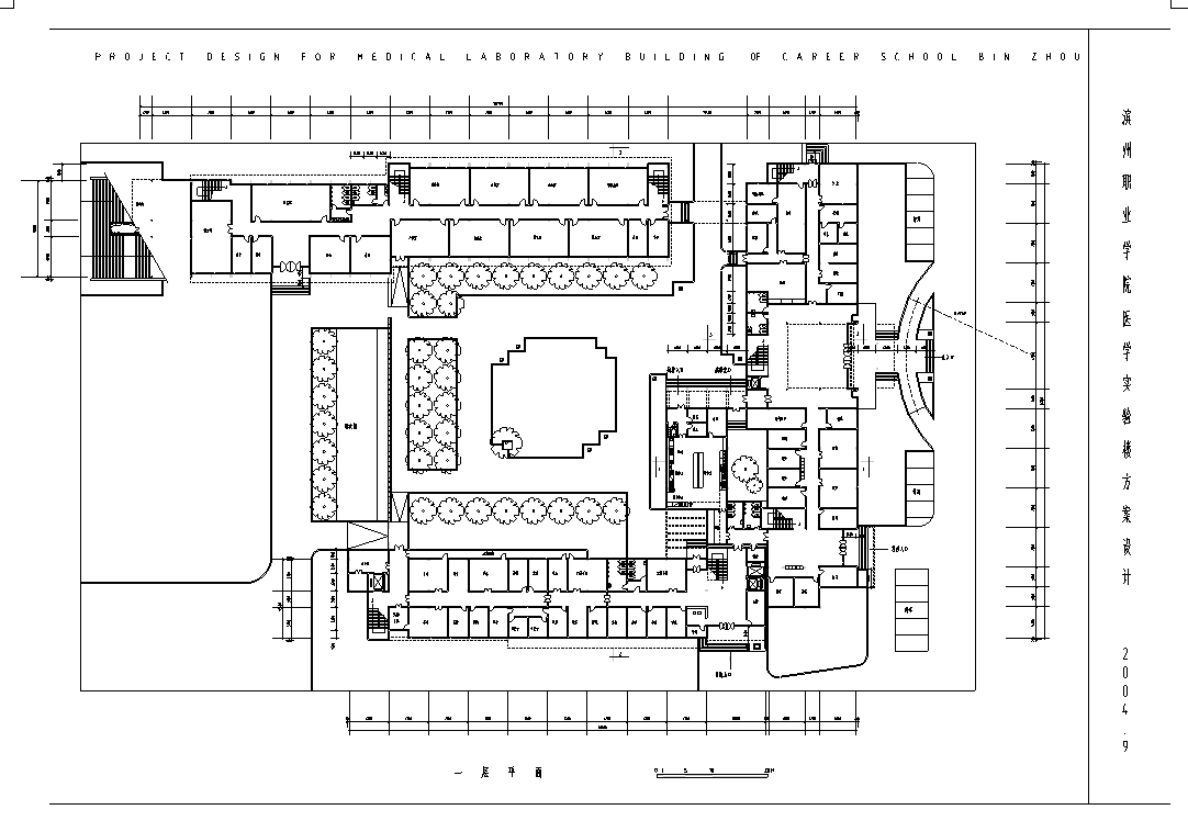 滨州职业技术学院医学实验楼室内设计施工图（10张）cad施工图下载【ID:160404173】