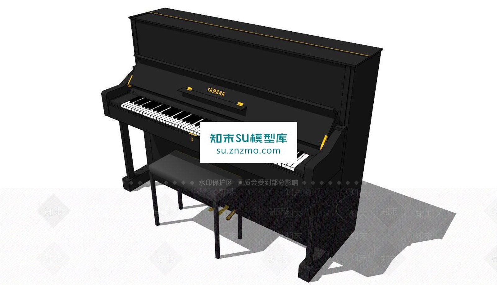 古典钢琴SU模型下载【ID:170619144】