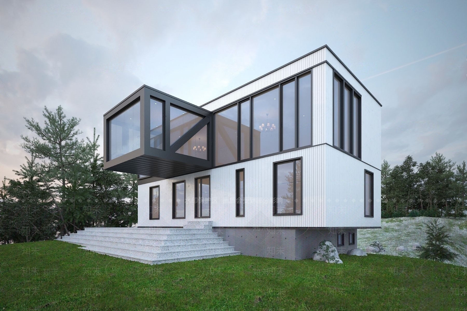 现代独栋别墅3d模型下载