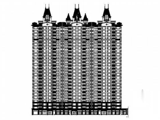 某二十六层欧式底商住宅楼建筑施工图cad施工图下载【ID:167211134】