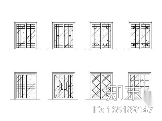 推拉门图块cad施工图下载【ID:165189147】