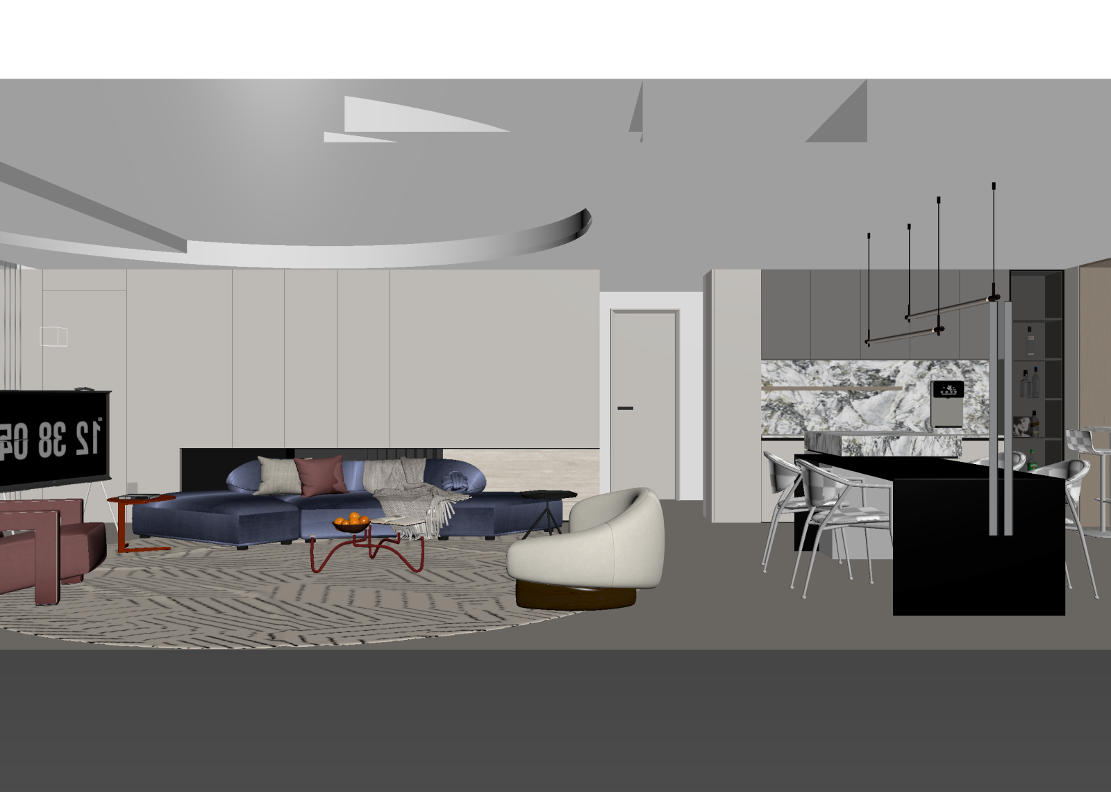 现代客餐厅3D模型下载【ID:1215069291】