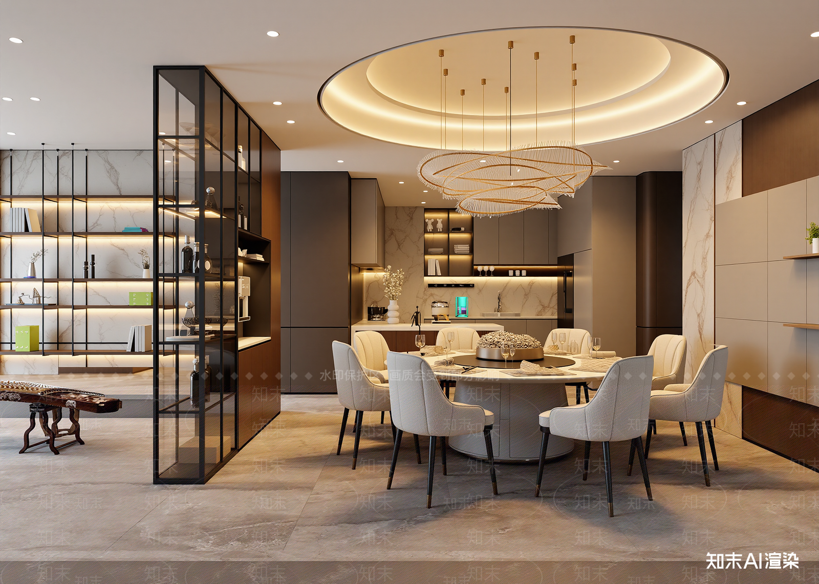 现代酒店餐厅3D模型下载【ID:1215051179】