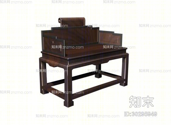 传统中式原木色木艺扶手椅3D模型下载【ID:30295949】