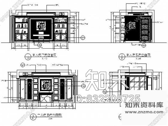 图块/节点样板间主人房书房立面图施工图下载【ID:832208725】