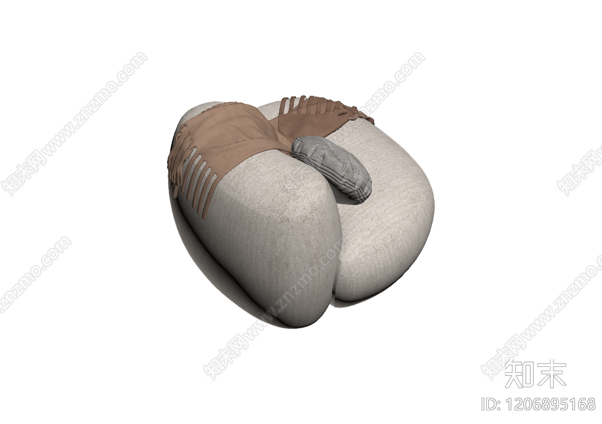 布艺单人沙发带抱枕3D模型下载【ID:1206895168】