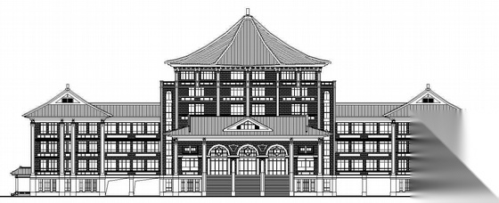 某仿古图书馆建筑设计图建筑方案图施工图下载【ID:165739188】