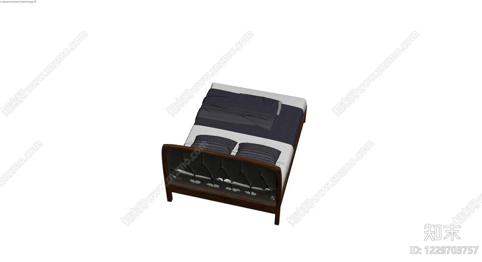 深木色软包双人床3D模型下载【ID:1229703757】