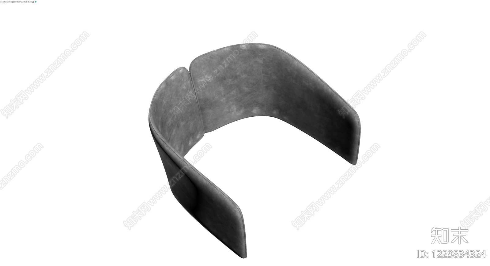 弧形深灰软包沙发3D模型下载【ID:1229834324】